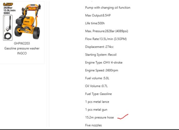 High pressure washing machine