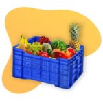 Plastic folding vegetable and fruit crate